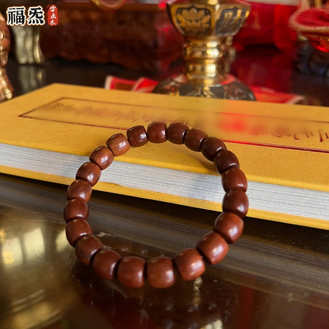 天然原木雷击枣木手串老型桶珠手串天然保真雷木