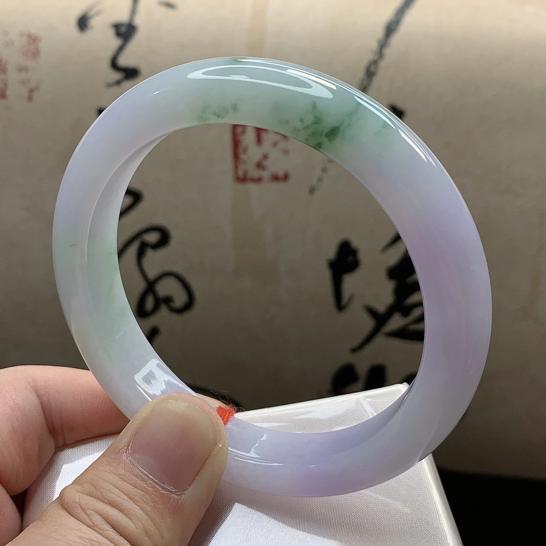细糯冰61圈春彩大圈翡翠手镯 时尚精美百搭女款缅甸翡翠玉镯14073