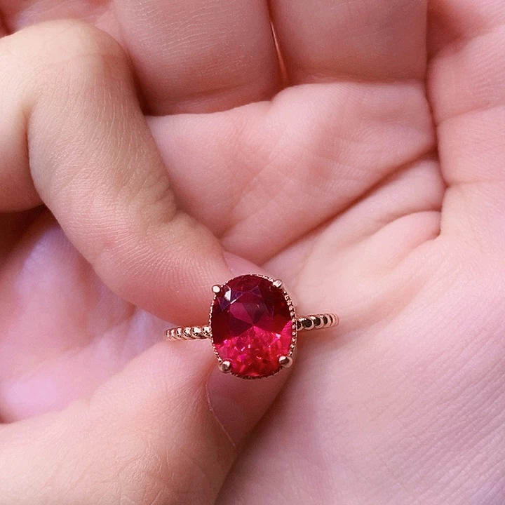 银S925镶嵌戒指红宝石