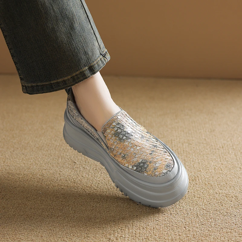 马毛/6cm/时尚百搭春秋厚底圆头坡跟高跟小个子增高时装单鞋女鞋