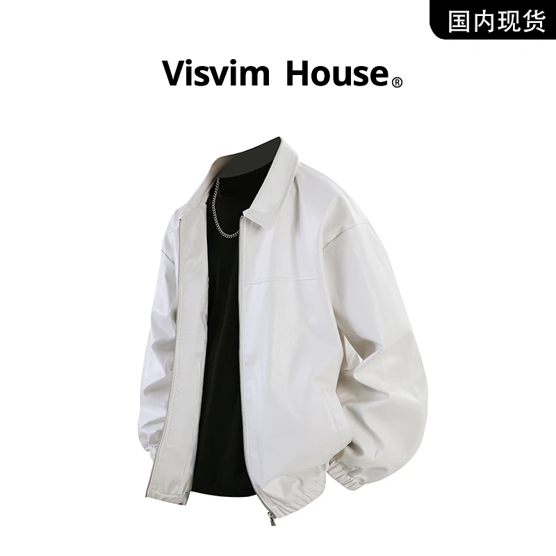 【品牌现货撤柜】VISVIM WINGS春秋新款翻领夹克百搭PU皮衣外套男士