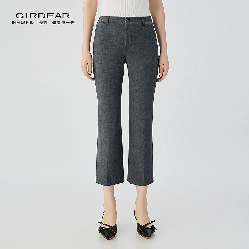 哥弟  品质女装时尚气质简约舒适休闲百搭通勤中高腰九分裤110055