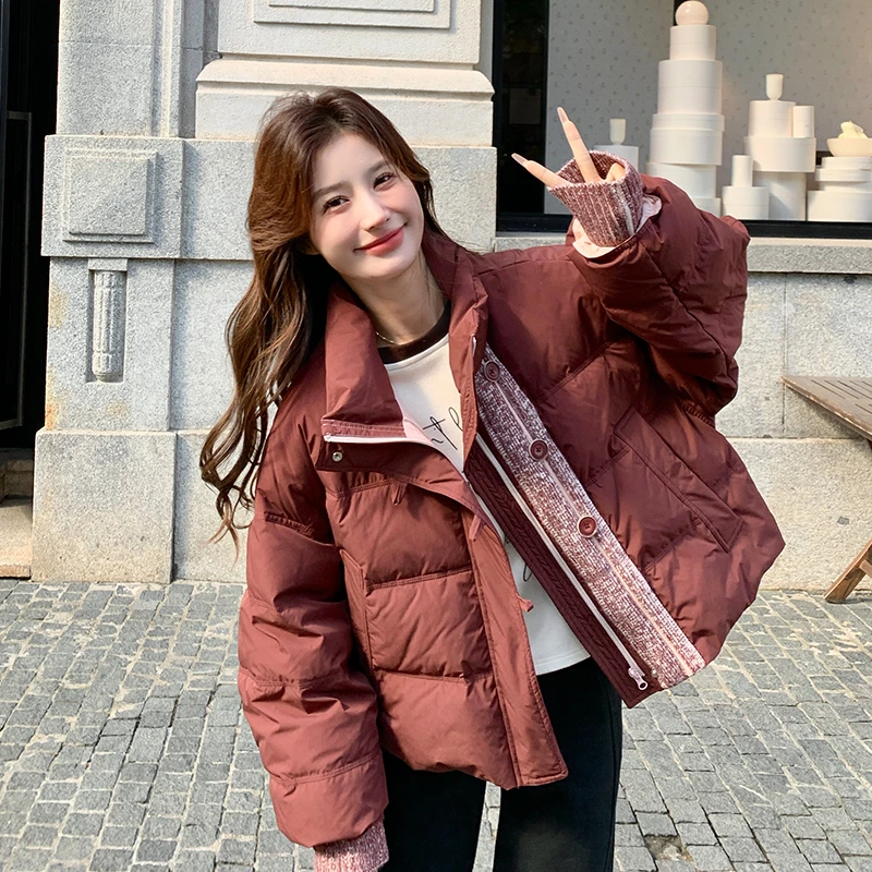 红色红色战袍羽绒服女2025冬季新款设计感女羽绒衣外套2025新款