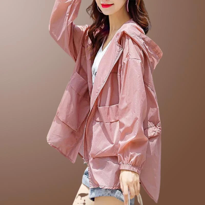 2025年夏季新款气质ins潮显瘦防晒衣简约纯色洋气拉链外套薄款女