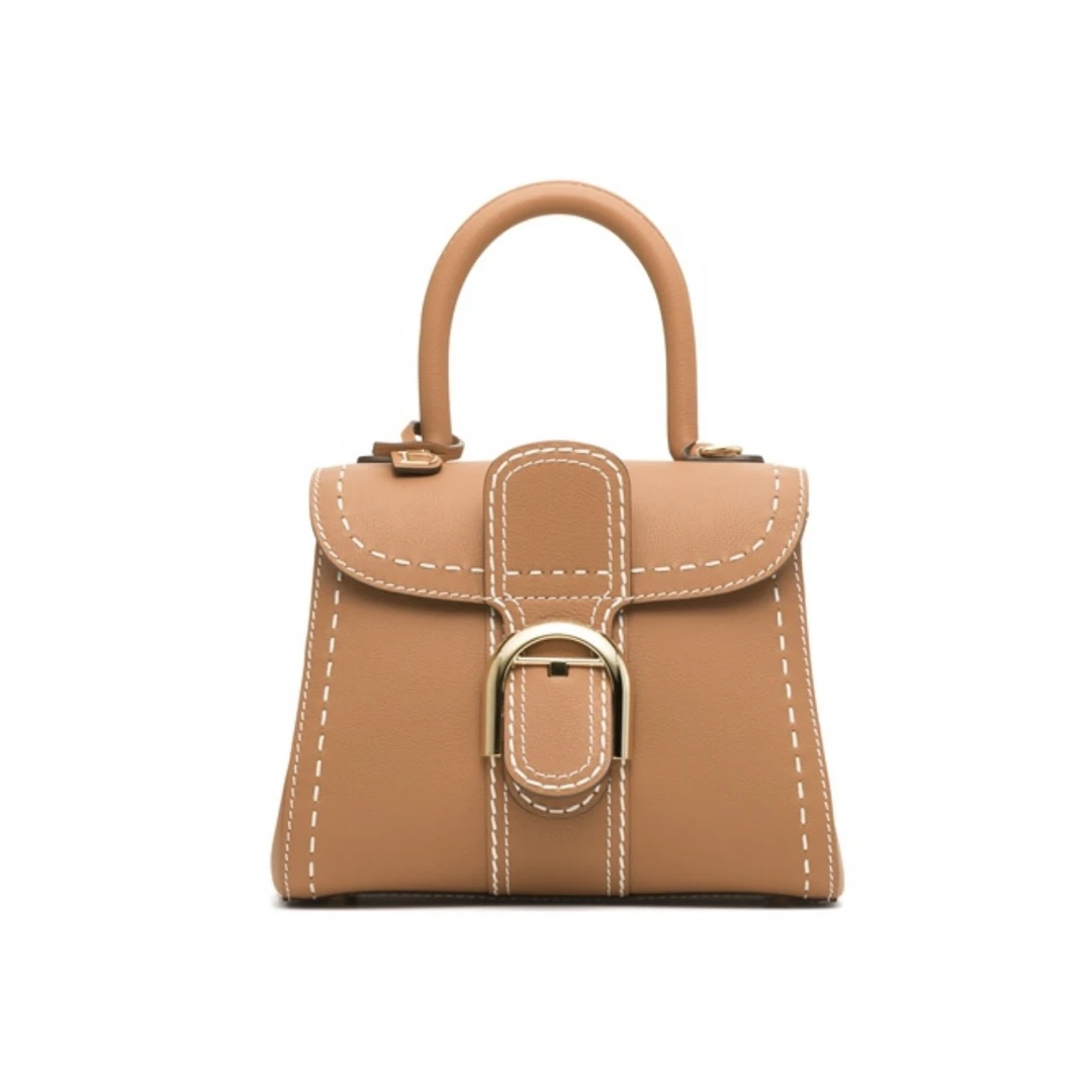 99新 Delvaux/德尔沃 【晶晶专属】brillant荔枝纹棕色手提/JM9011