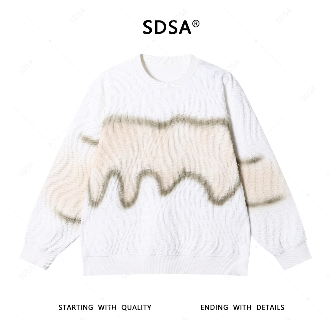 SDSA秋季新款男士痞帅潮牌撞色简约立体套头圆领卫衣轻奢宽松上衣