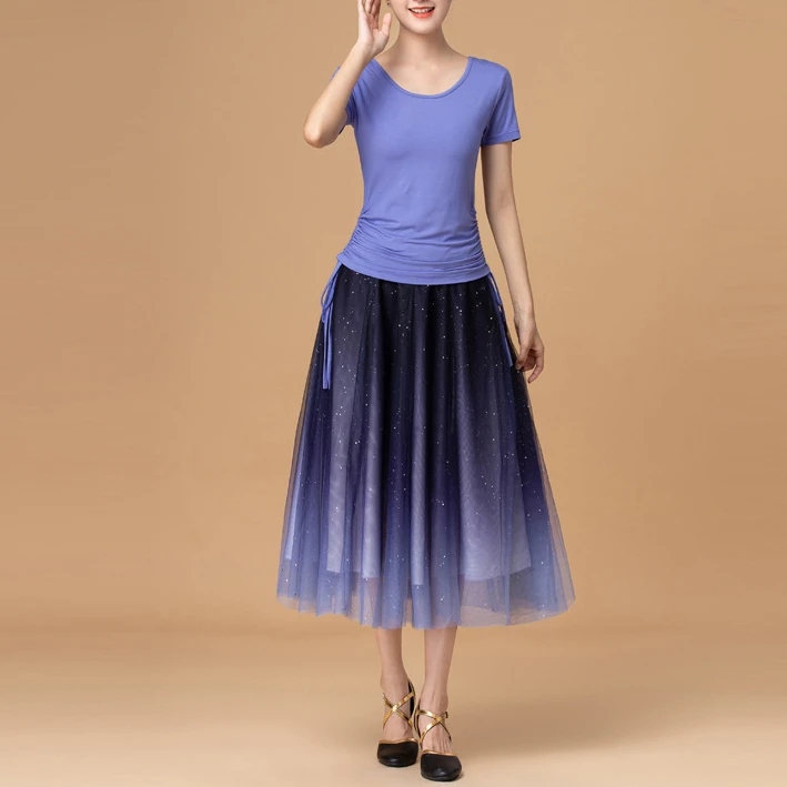 2025演出广场舞新款套装成人表演服运动短袖长裙两件套舞蹈演出服