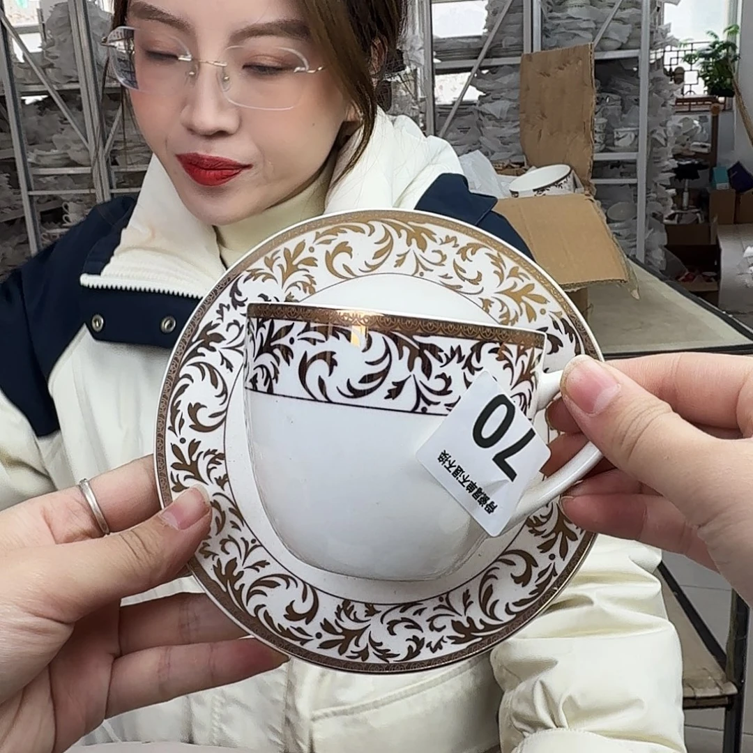 骨瓷瑕疵不忒不还 咖啡杯碟4套（12件）满39米包邮