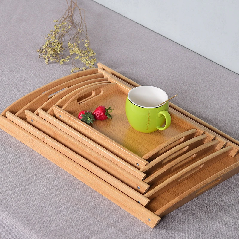 竹制带耳托盘起批长方形大号家用干果盘放茶杯烧烤竹盘可定制跨境