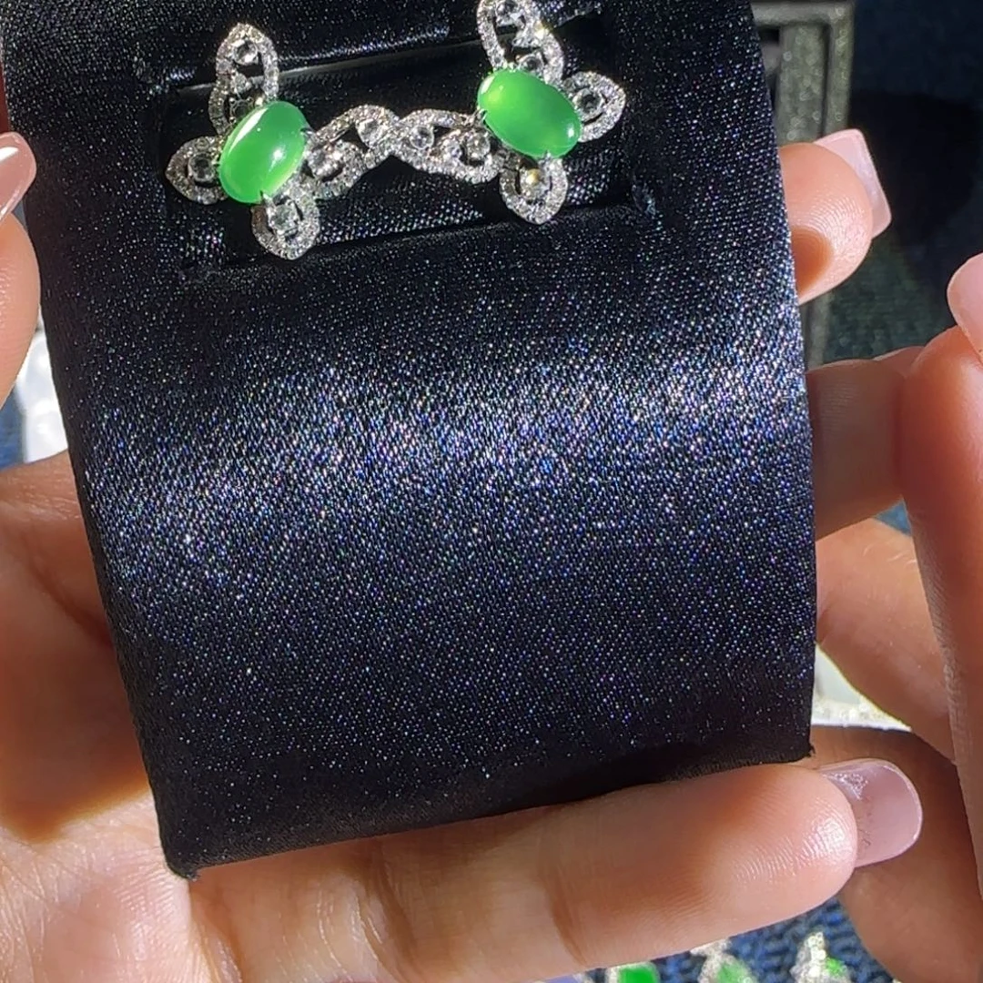 翡翠未镶嵌耳饰木纳甜绿葫芦耳包