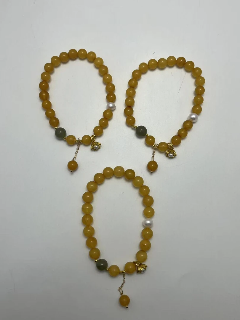 B6504 蜜蜡+和田玉+珍珠手串 多样性发货其一 气质 | 时尚 | 百搭