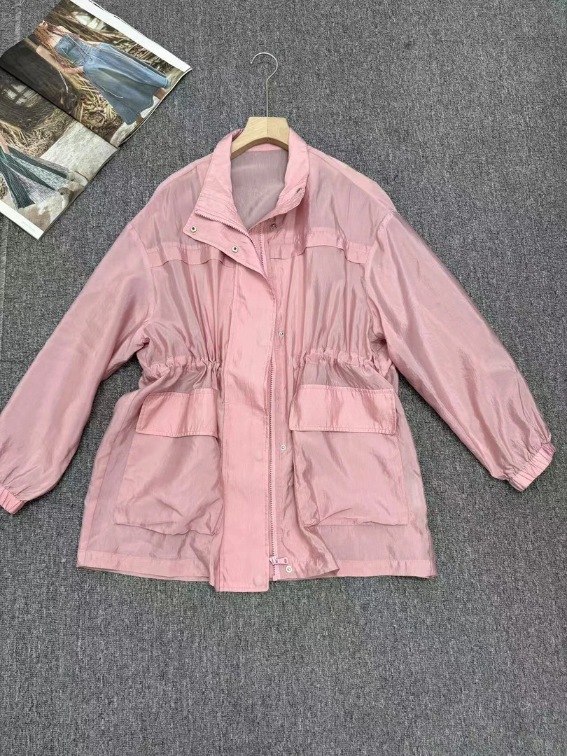 欧货女装春夏季新款LI HUA 时尚立领长袖拉链薄款防晒衣外套