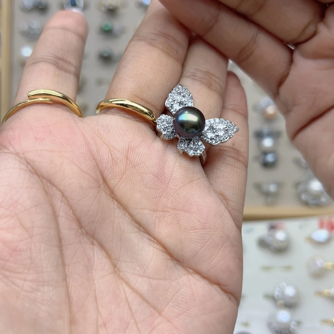 泡***笑戒指淡水珍珠合金