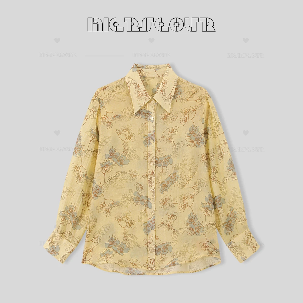 新款艺术印花休闲衬衫上衣1501