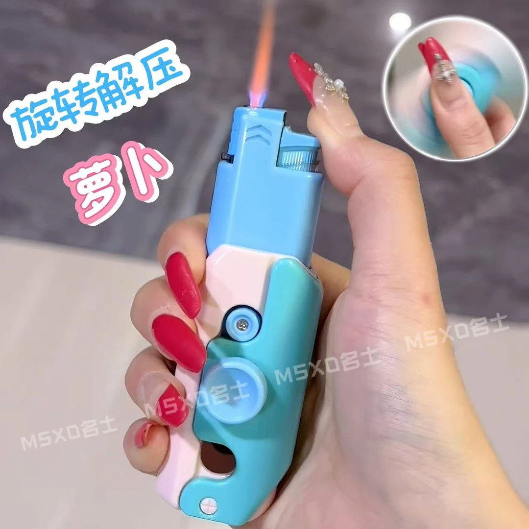 【萝卜dao大合集】炫酷充气打火机防风创意折叠粉色焰便携送男友礼