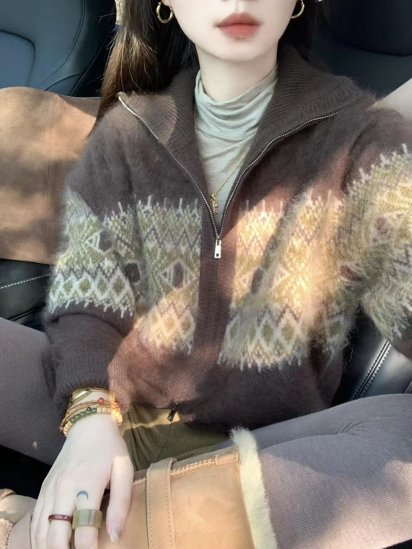 秋冬新款知性风温柔韩系显瘦女毛针织衫女装洋气针织慵懒风毛衣