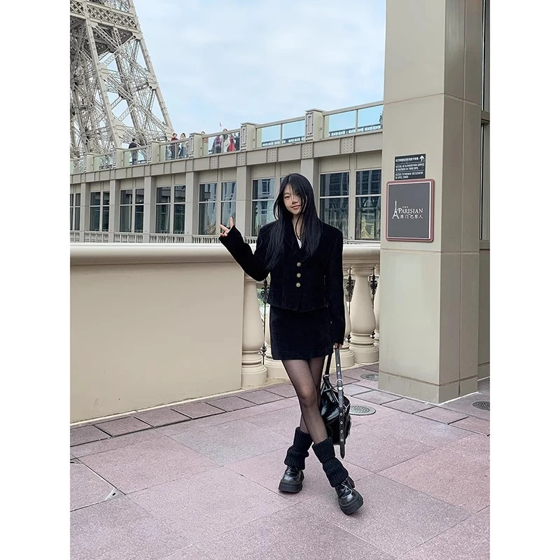 【粥粥清仓】冬季新款小香风时尚高级感西装版型短外套234X2687-S