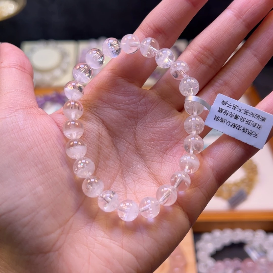 水晶手串未镶嵌殿堂级彩虹白幽灵8m