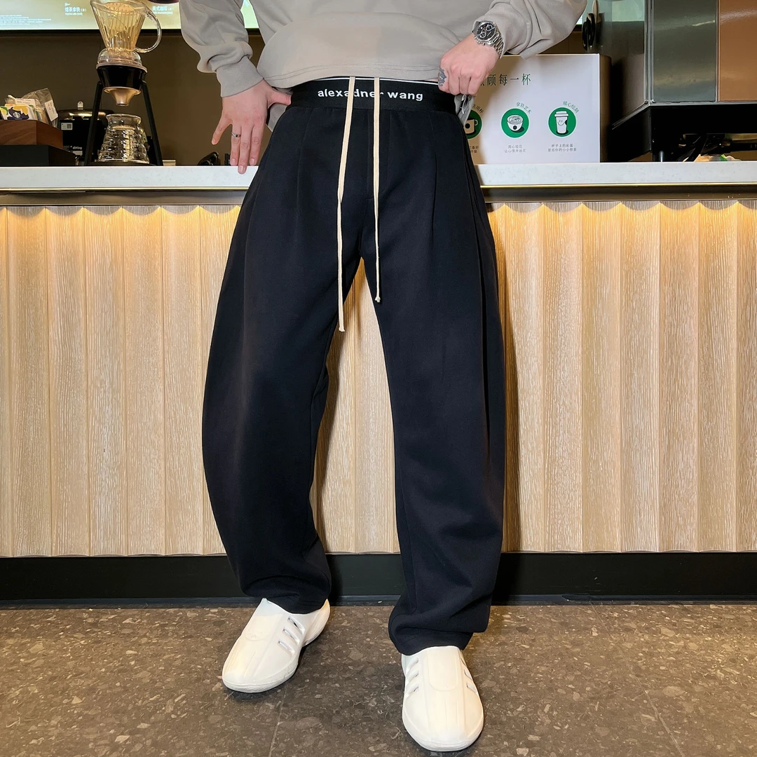 DB 秋季新款百搭极简风纯色休闲长裤男抽绳拼接腰头显瘦秋季-2508