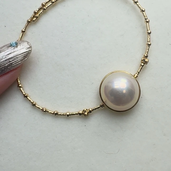 拼合珍珠（马贝珠）手绳18K金镶嵌