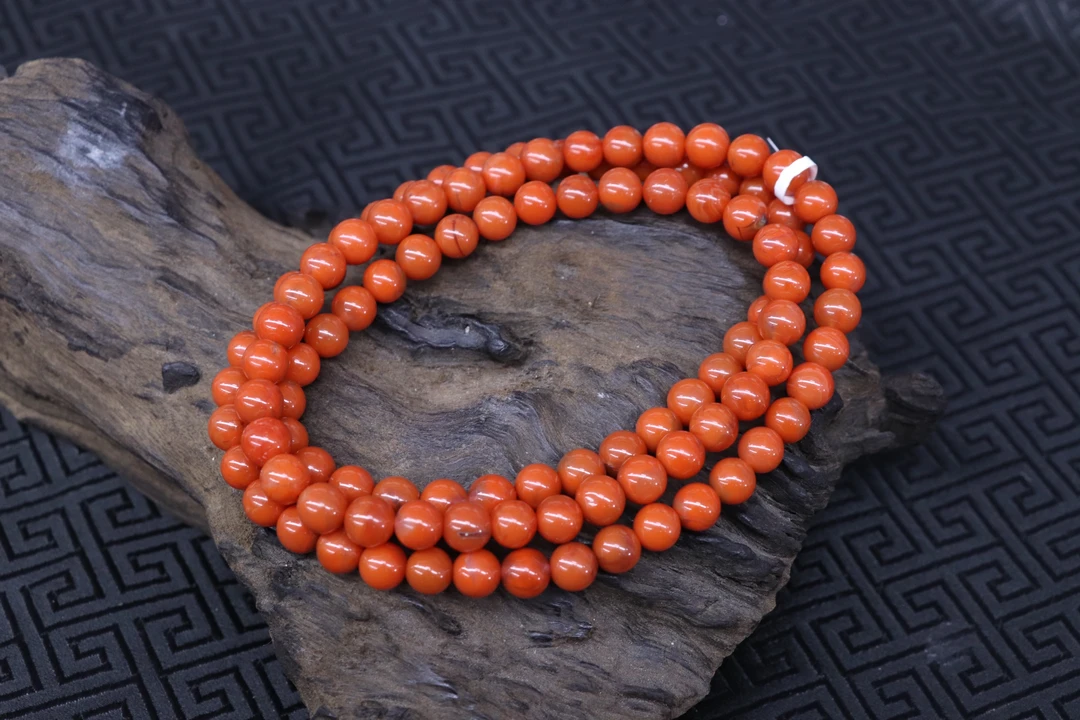 2原矿无优化天然南红保山冷水河多圈7mm左右手工珠介意慎拍