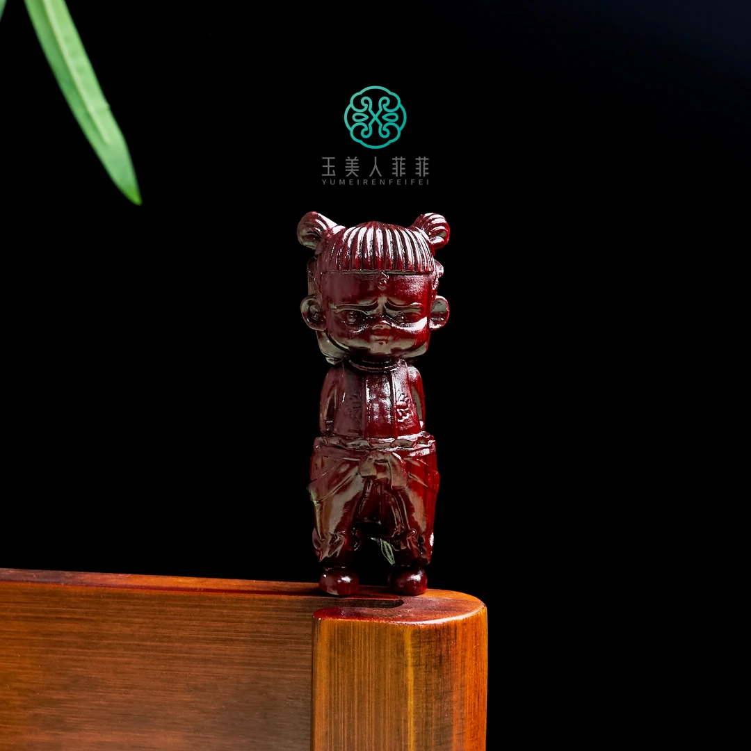 菲菲珠宝好~檀木哪吒摆件