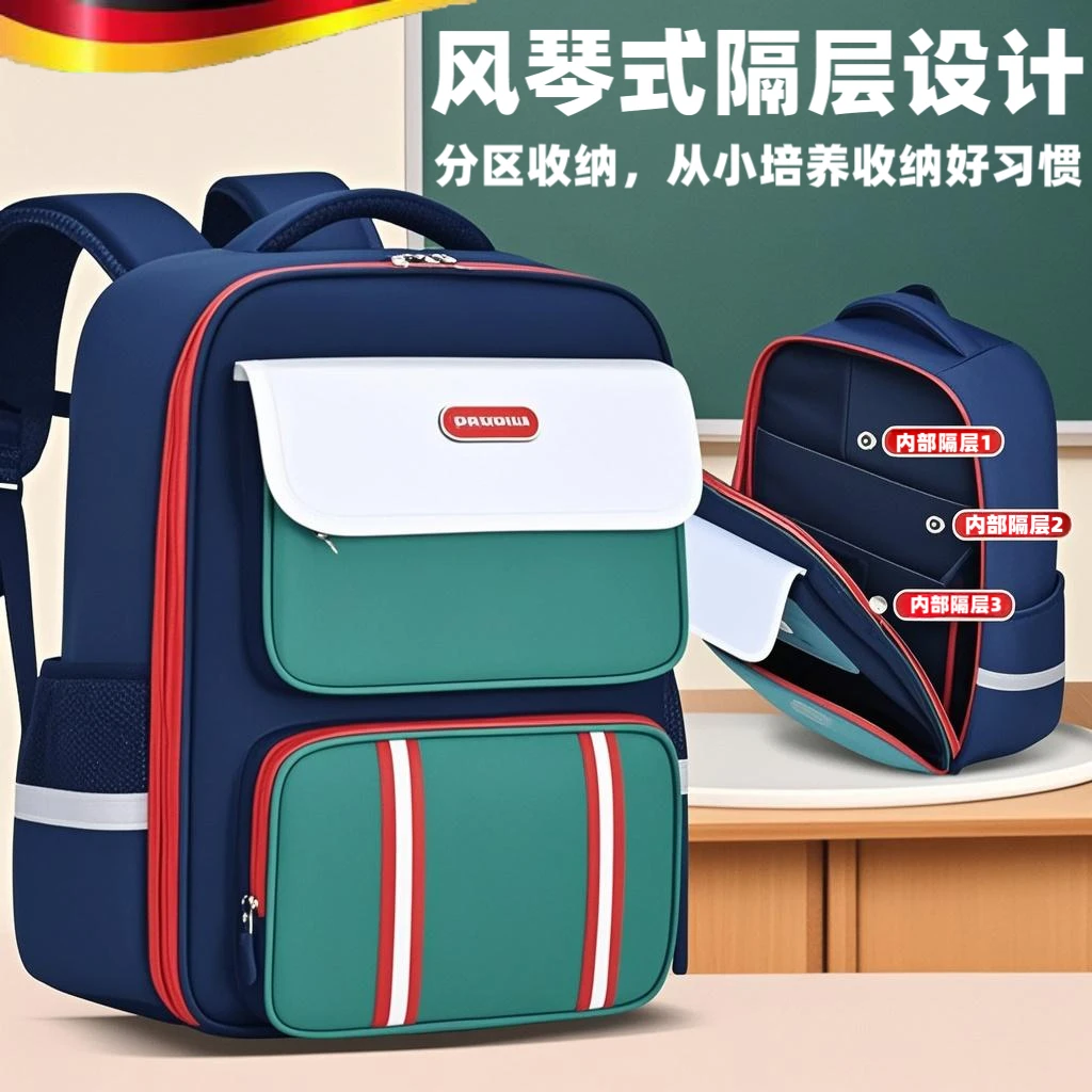 书包男生小学生儿童女孩书包4-6年级护脊减负超轻分层初中双肩包.