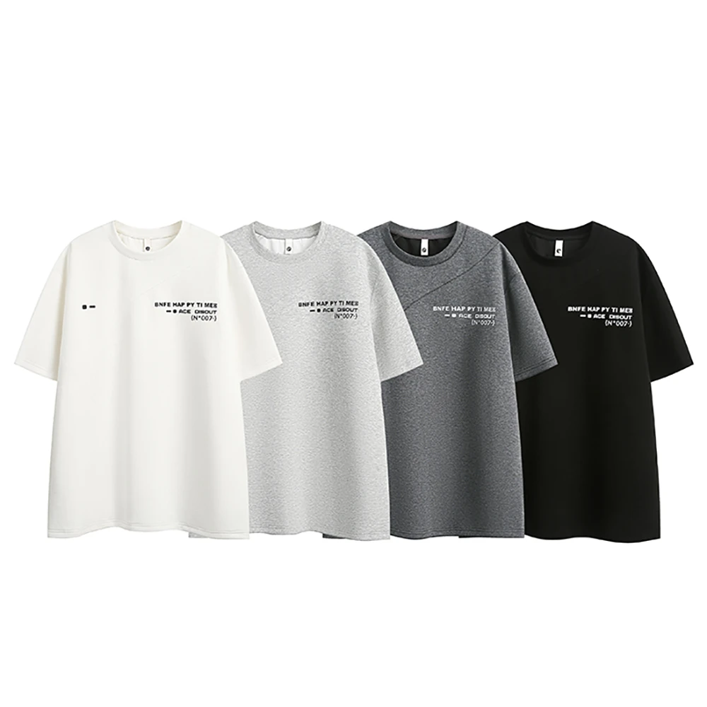 夏季2025新款短袖T恤男宽松潮流美式复古简约字母小众设计体恤