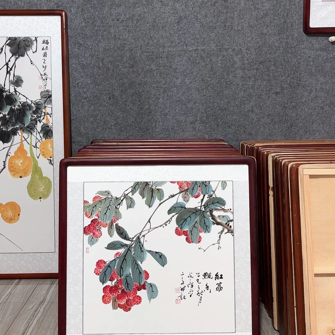 国画书画作品带框63×63
