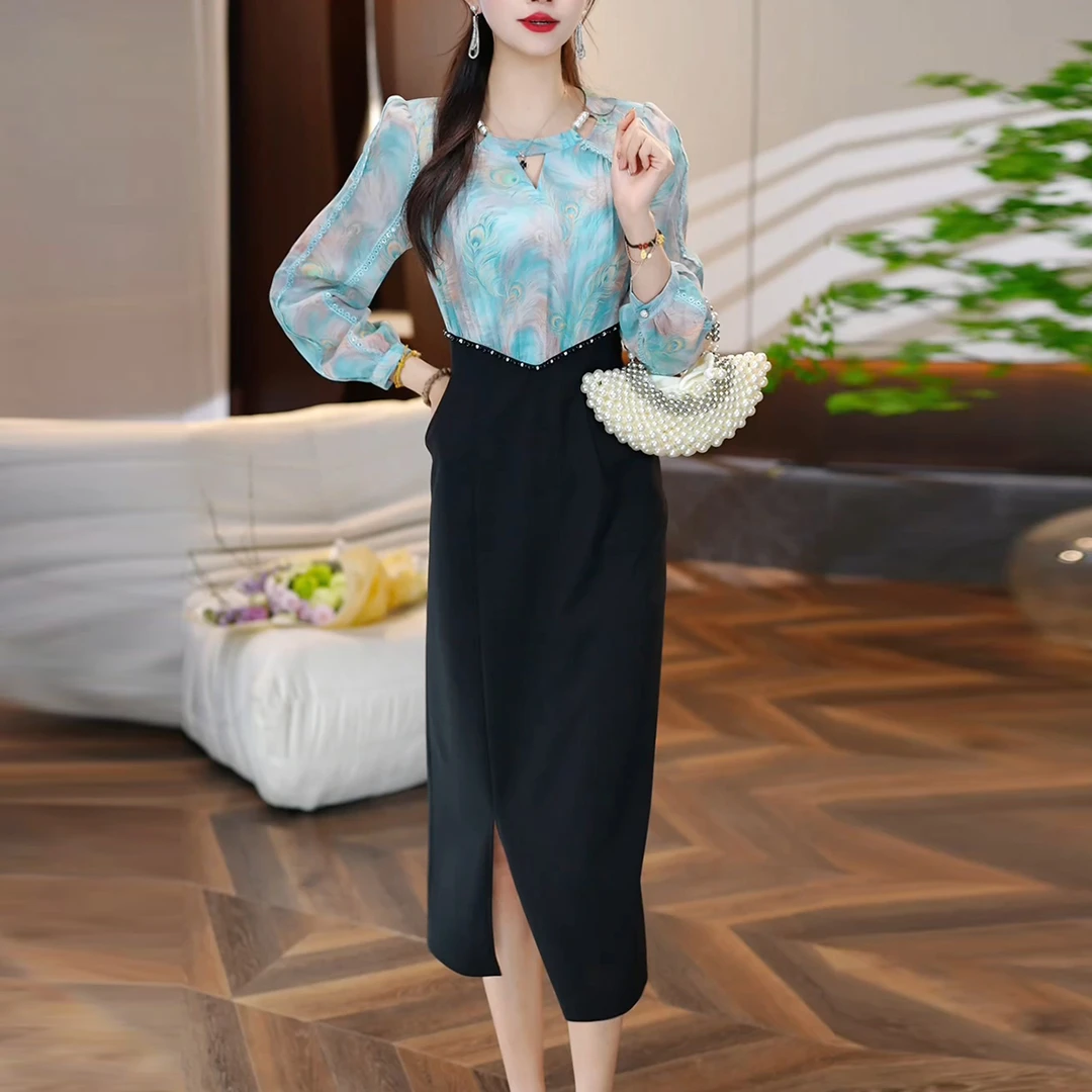 2025新款女春夏轻奢高级感十三行气质品牌妈妈修身显瘦假两件裙子