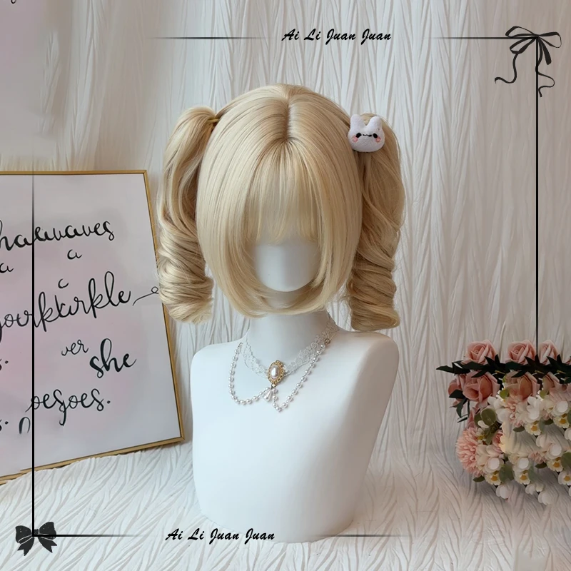 【奶油蛋卷】艾丽卷卷假发lolita双马尾全头套女日系白金罗马卷抓夹
