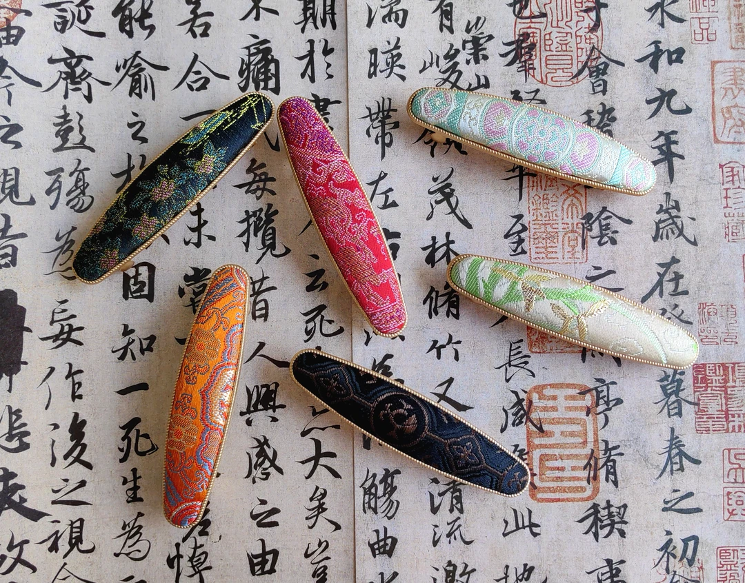 宋锦国风纯手工气质弹簧夹(大号9公分)发夹精致发饰头饰网红发卡