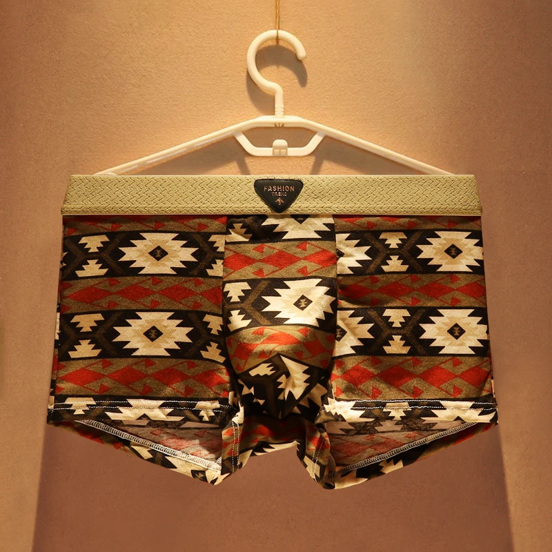 2025时尚印花男士内裤新款青年个性内搭短裤头男式舒适透气平角裤