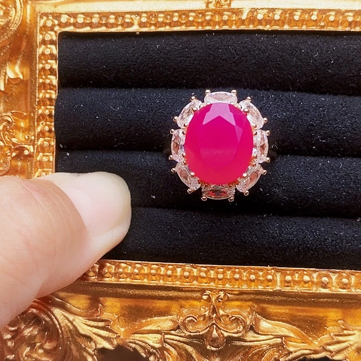 银S925镶嵌戒指红宝石