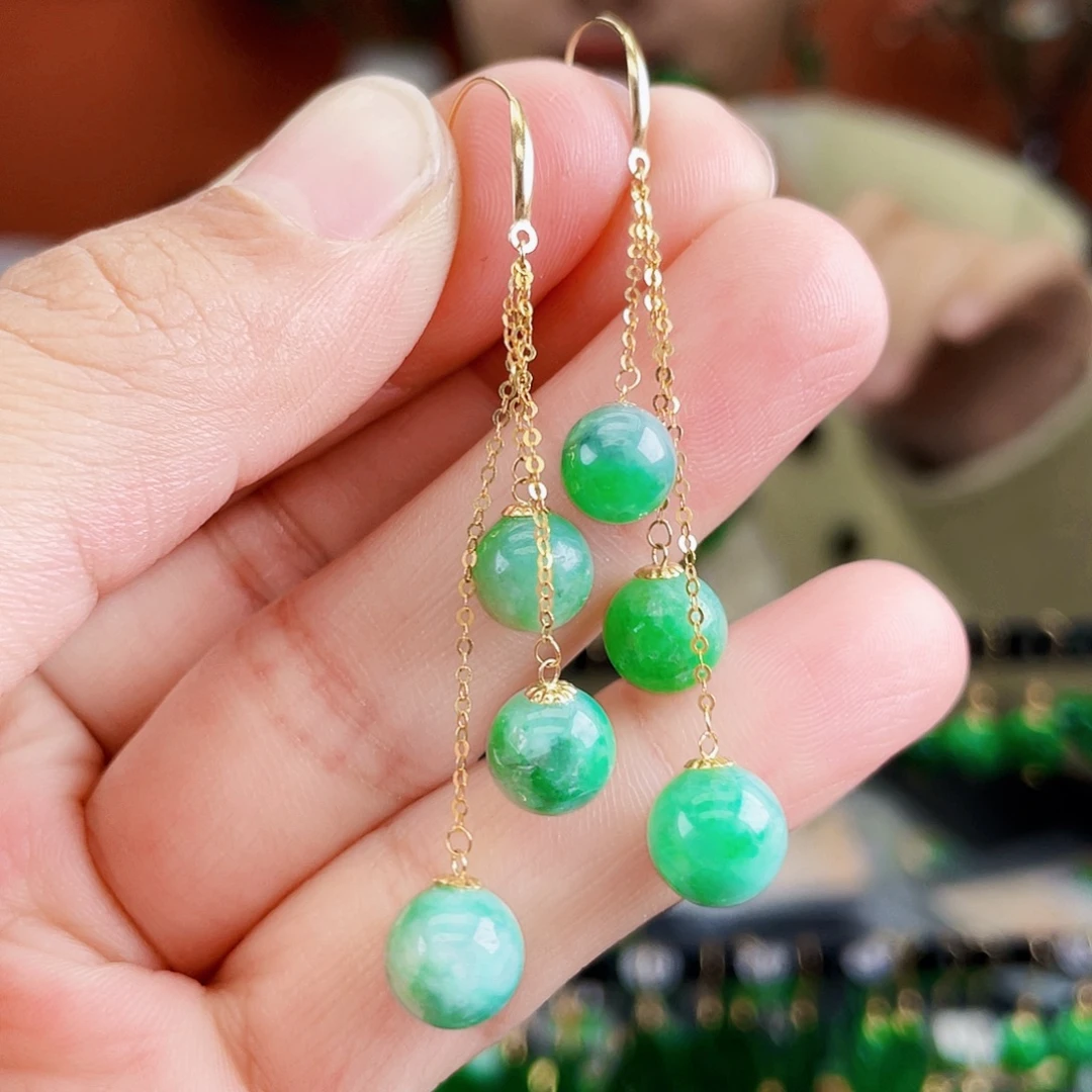 翡翠18K金镶嵌耳饰