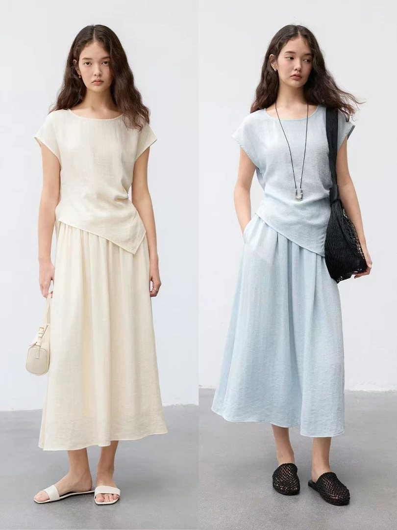 设计感不规则小衫套装女2025夏季新款收腰显瘦小飞袖Y026