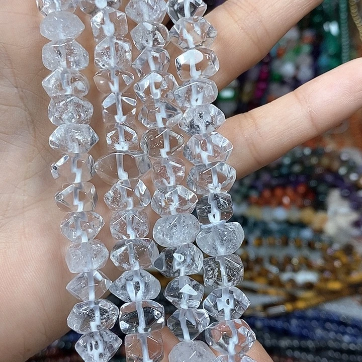 玛瑙/玉髓未镶嵌珠宝半成品天然白水晶冲角卡10mm