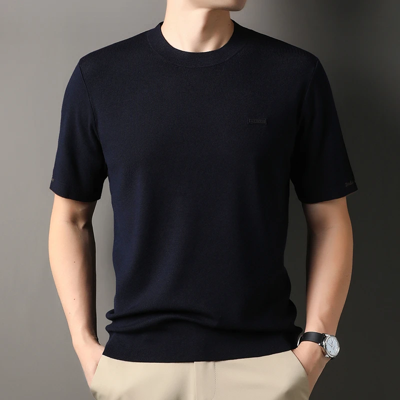 【顶奢娟丝绒/可机洗】25年秋冬新款男士时尚短袖针织衫