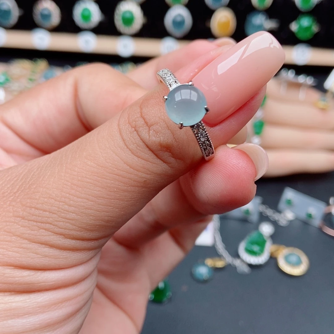 翡翠银S925镶嵌戒指7