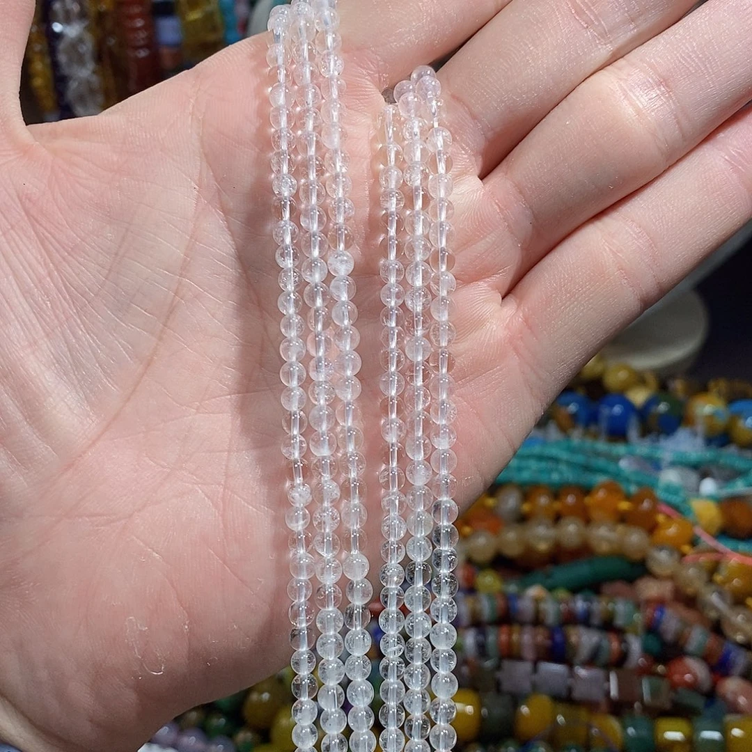 石英质玉未镶嵌，天然白水晶4mm，