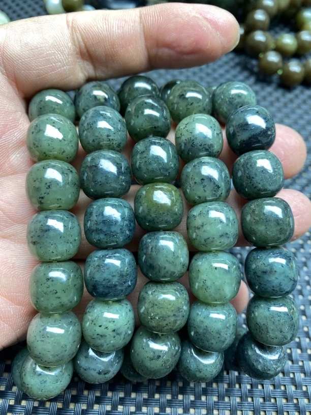 和田玉冰底老型青花时尚单圈手串14mm多样性发货拍一发一