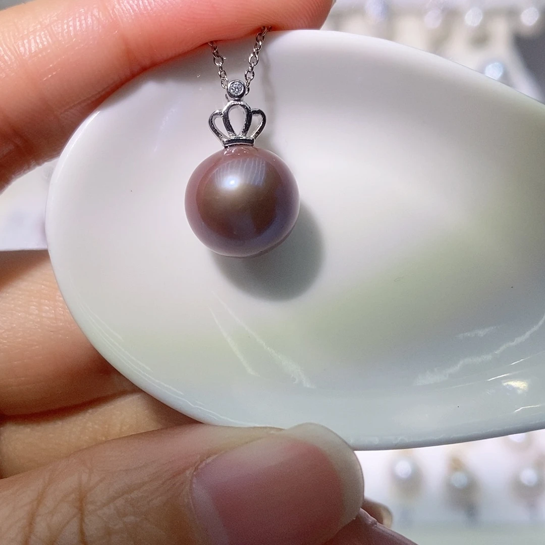 淡水珍珠吊坠(赠链)银S925镶嵌尺寸11/12毫米