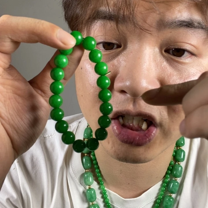 颈饰未镶嵌翡翠10mm手串木左色