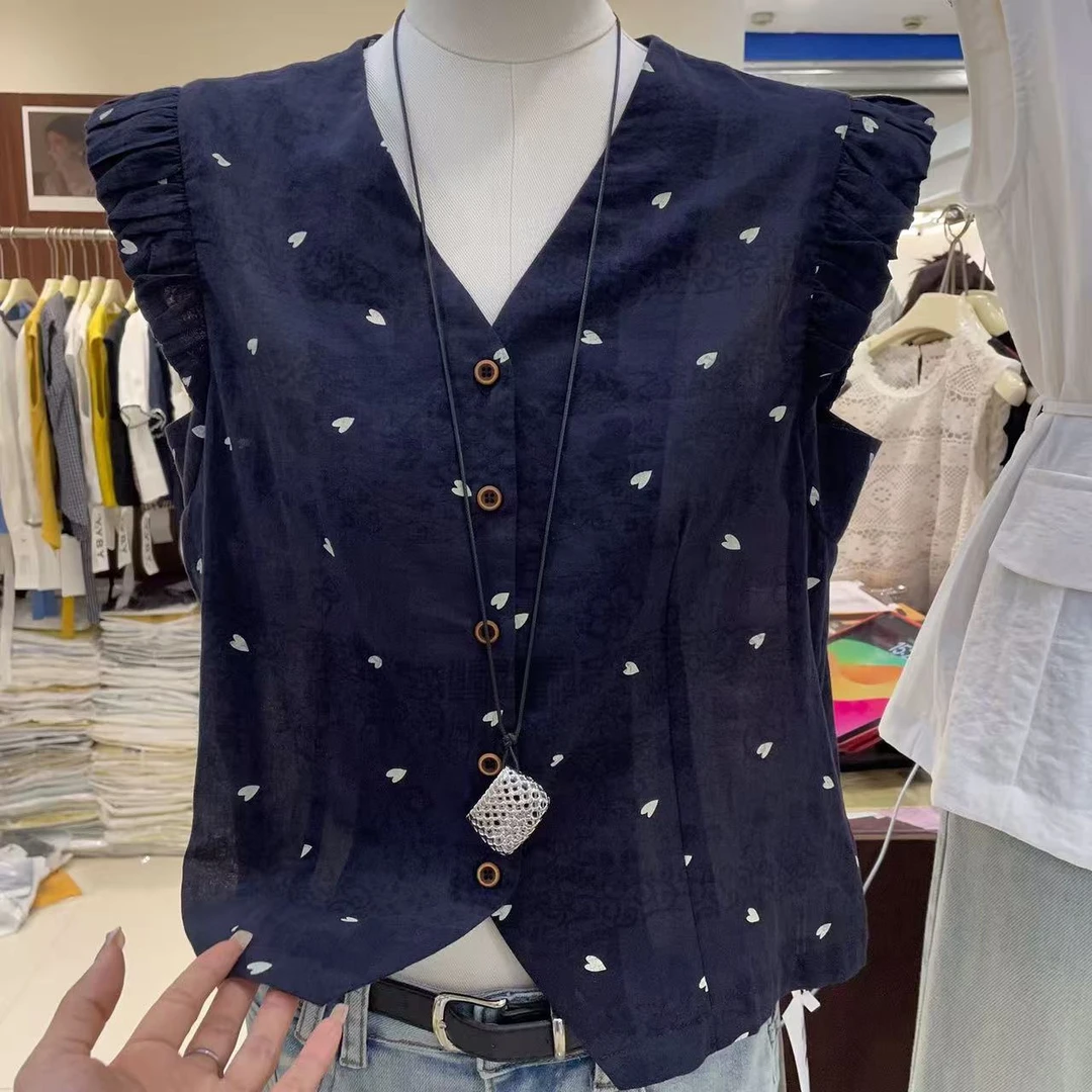 2025夏季新款百搭飞飞袖V领小衫C-TPA8941