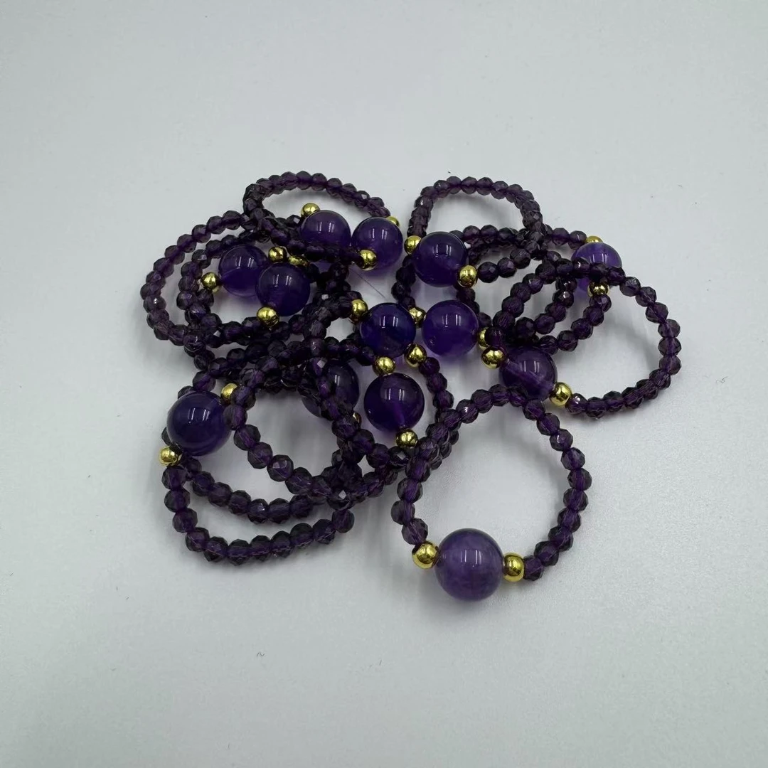 [云上水晶]  乌拉圭紫超七diy戒指  Z7 多样性发其一