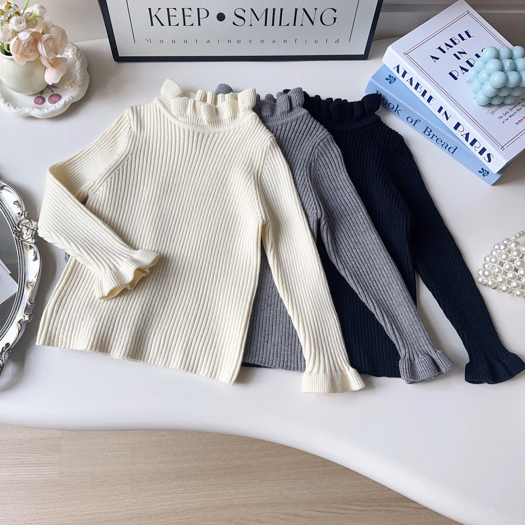 女童毛衣冬季新款花边领打底针织衫儿童宝宝长袖毛衣上衣GZ9519