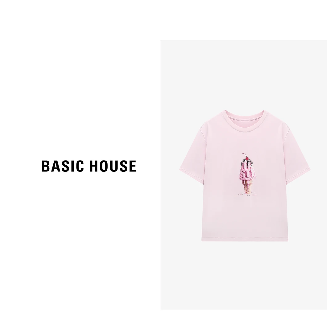 Basic House/百家好夏季新款休闲时尚百搭宽松T恤-B0625H5E112