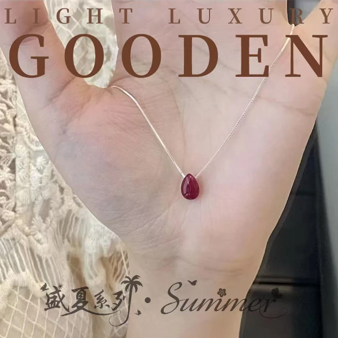 铜合金项链 Gooden岛家【相思豆】盛夏新款不掉色红色气质项链