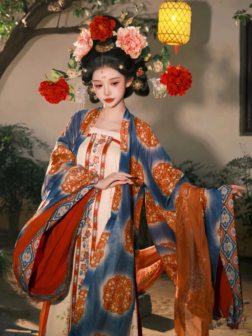 仿五代壁画引路菩萨原创贵妇装束唐制汉服复原套装春秋显瘦