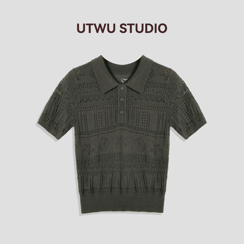 小敏「拿铁衫」60支天丝羊毛镂空4针短袖翻领polo上衣S25Z1010
